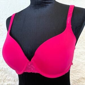CALVIN KLEIN Hot Pink Lace Padded Sexy T-Shirt Bra 32DD